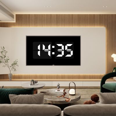 轻奢奶油原木风客厅悬浮电视墙