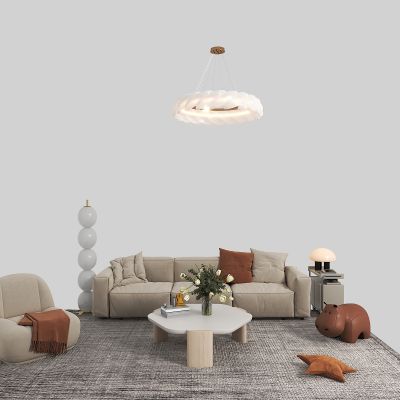 现代奶油风沙发茶几组合