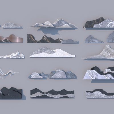 新中式片石_景观片岩_山水片岩_山水石头3D模型