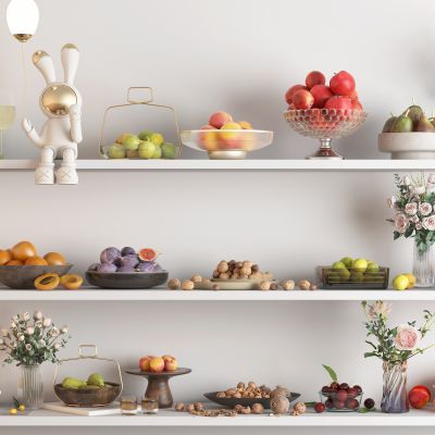 水果果盘 苹果桃子 橘子无花果 核桃葡萄 樱桃梨