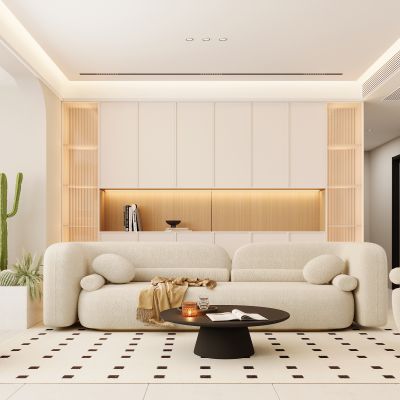 奶油风客厅 沙发茶几组合