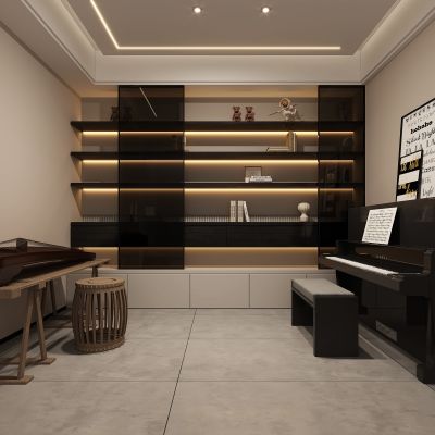 现代钢琴房，练琴房，琴房，古筝房3D模型