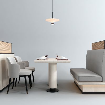 现代卡座 餐桌餐椅3D模型