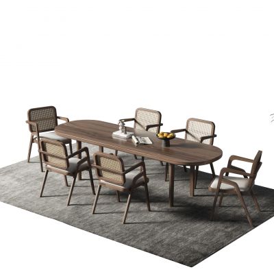 侘寂风餐桌椅组合3D模型