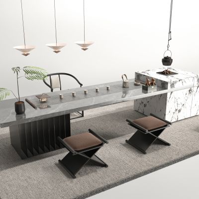 现代茶桌椅组合3D模型