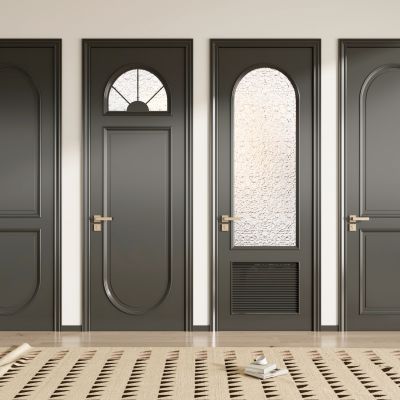 法式复古单开门  平开门  黑色  卫生间玻璃门   造型门