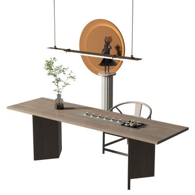 新中式书桌椅组合3D模型