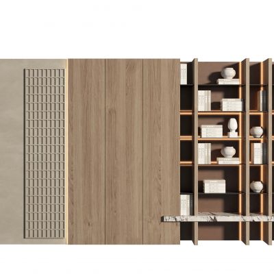 侘寂风背景墙3D模型