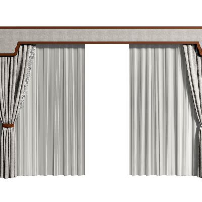 新中式窗帘组合3D模型