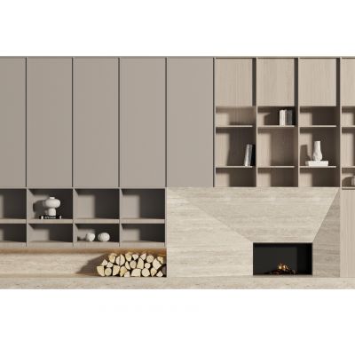 侘寂风背景墙3D模型