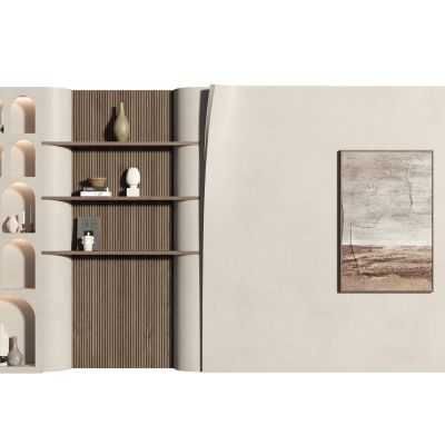 侘寂风背景墙3D模型