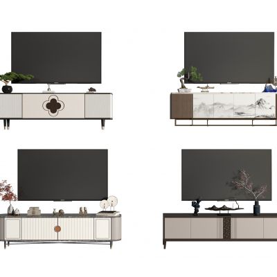 新中式电视柜3D模型