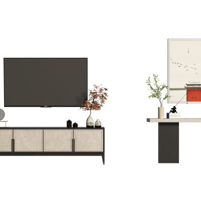 新中式电视柜 玄关柜3D模型