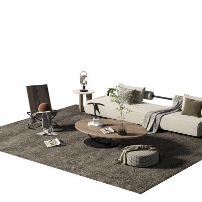 侘寂风沙发茶几组合3D模型