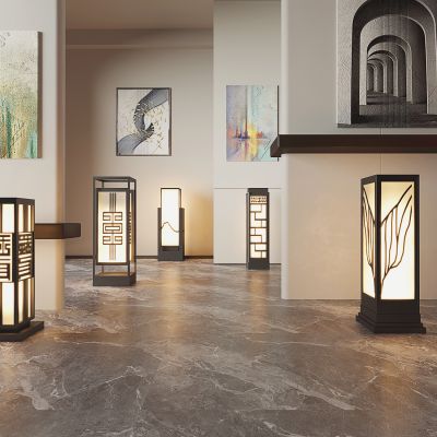 现代户外景观灯 草坪灯 庭院灯3d模型组合