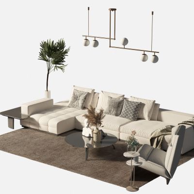 侘寂风沙发茶几组合3D模型