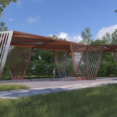 现代异形廊架3D模型