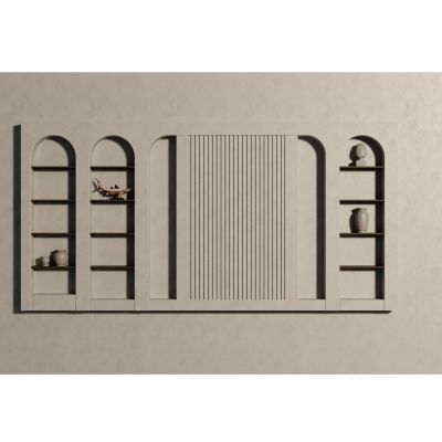 侘寂风背景墙3D模型