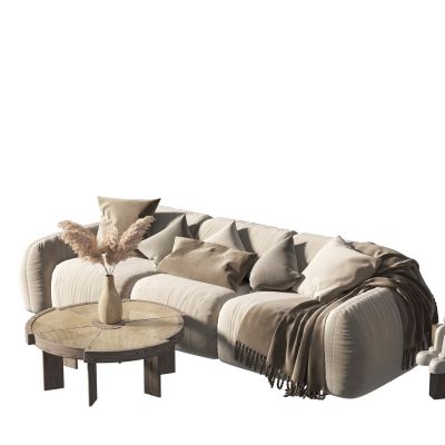 侘寂风沙发茶几组合3D模型