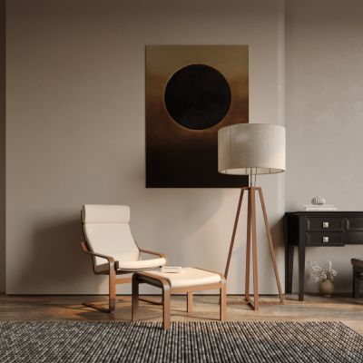 侘寂风休闲区，单人休闲座椅，落地灯