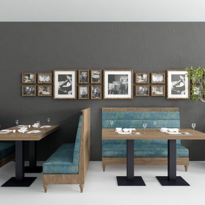 现代卡座 餐桌