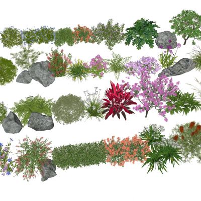 花草花卉组合 灌木 景观绿植花草 室外鲜花绿化 花卉植物组合