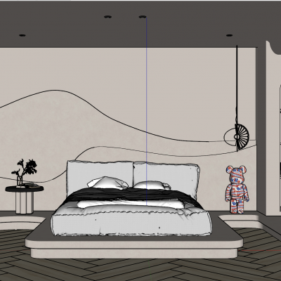 奶油简约风悬浮床卧室