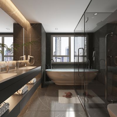 现代高级黑别墅卫生间