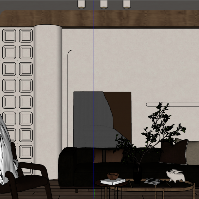 简约奶浴原木分灯带造型拐角客厅沙发墙