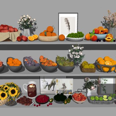 水果果盘 瓜子向日葵 樱桃橘子橙子 苹果梨 牛油果 柠檬青柠