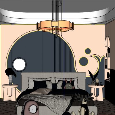 奶油风粉色系造型墙卧室