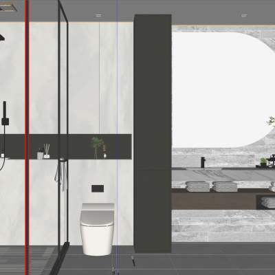 简约奶油风干湿分离卫生间
