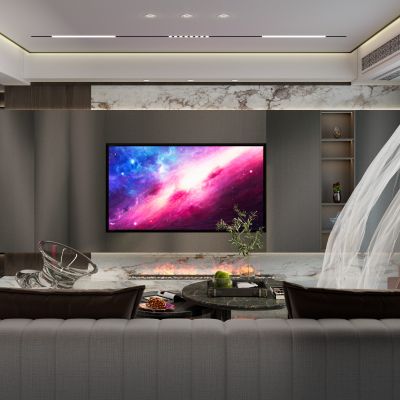 意式暗黑风岩板电视墙