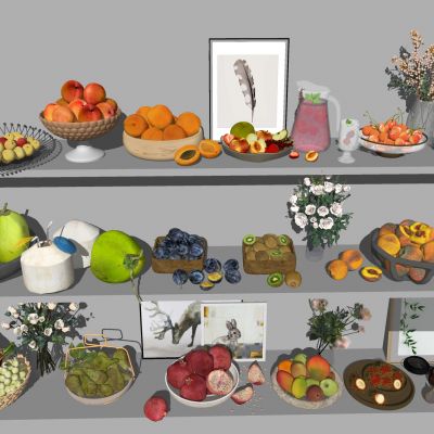 水果果盘 水果框 椰子椰汁 桃子无花果 石榴梨 果汁樱桃 红毛丹