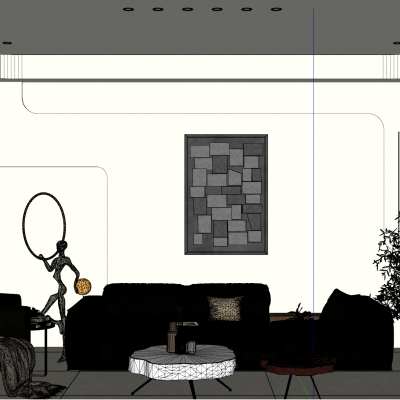 奶油简约风无主灯客厅沙发墙