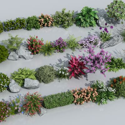  花草花卉组合 灌木 景观绿植花草 室外鲜花绿化 花卉植物组合