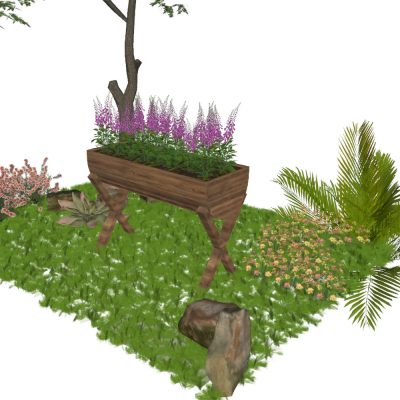 现代实木花架3D模型