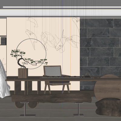 北欧原木风会客厅SU模型