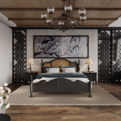 南洋风卧室，摆件