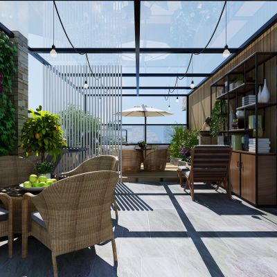 现代休闲阳台花园