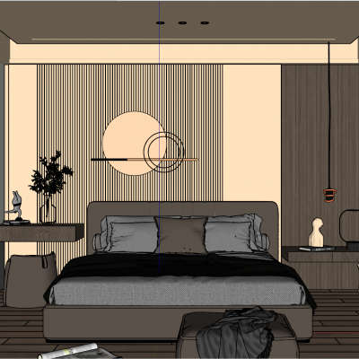 奶油原木风格栅造型卧室