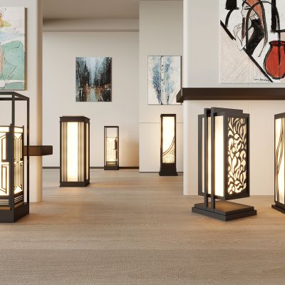 现代户外景观灯 草坪灯 庭院灯3d模型组合