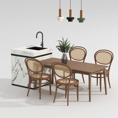 法式中岛餐桌椅组合