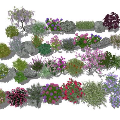 花草花卉组合 灌木 景观绿植花草 室外鲜花绿化 花卉植物组合
