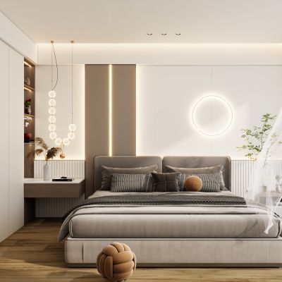 奶油简约风卧室