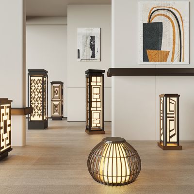 现代户外景观灯 草坪灯 庭院灯3d模型组合