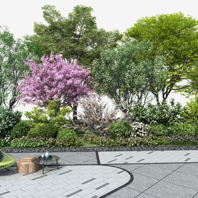 植物堆 景观树 灌木带 灌木球 樱花树 草地 植物组团