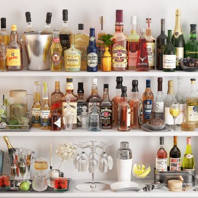 酒瓶酒具 果汁酒水 冰桶 白酒洋酒 葡萄酒啤酒3D模型