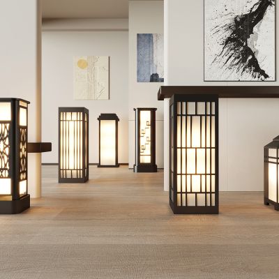 现代户外景观灯 草坪灯 庭院灯3d模型组合