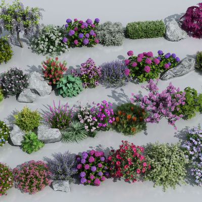 花草花卉组合 灌木 景观绿植花草 室外鲜花绿化 花卉植物组合